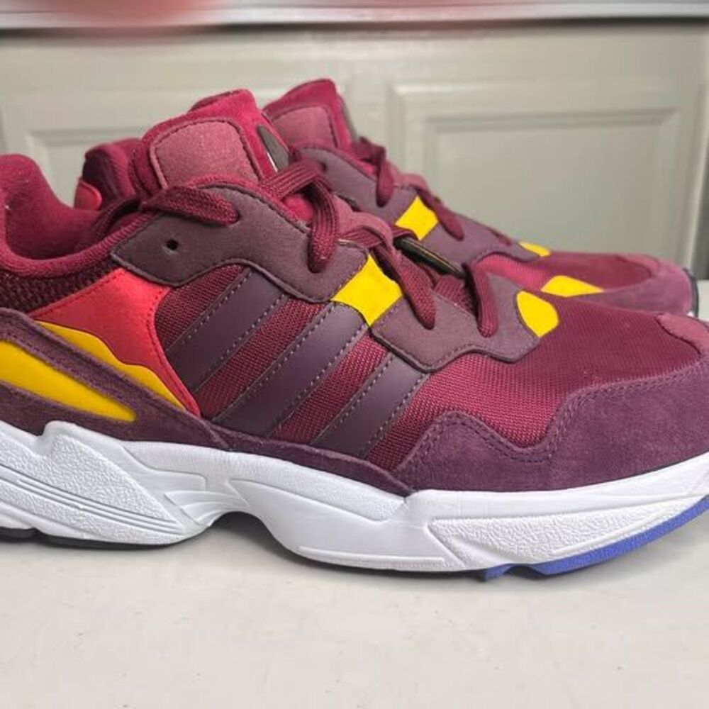 adidas Yung-96 Maroon/Yellow Sneakers size 10.5 men